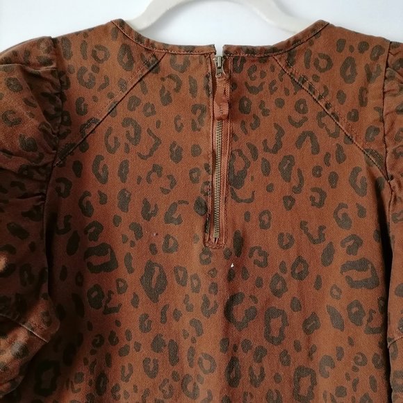 NWT Universal Thread Womens Brown Puff Sleeve Leopard Mini Dress Size 4 - Picture 5 of 8